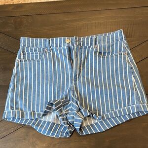 American Eagle Outfitters Blue Striped Jean Shorts